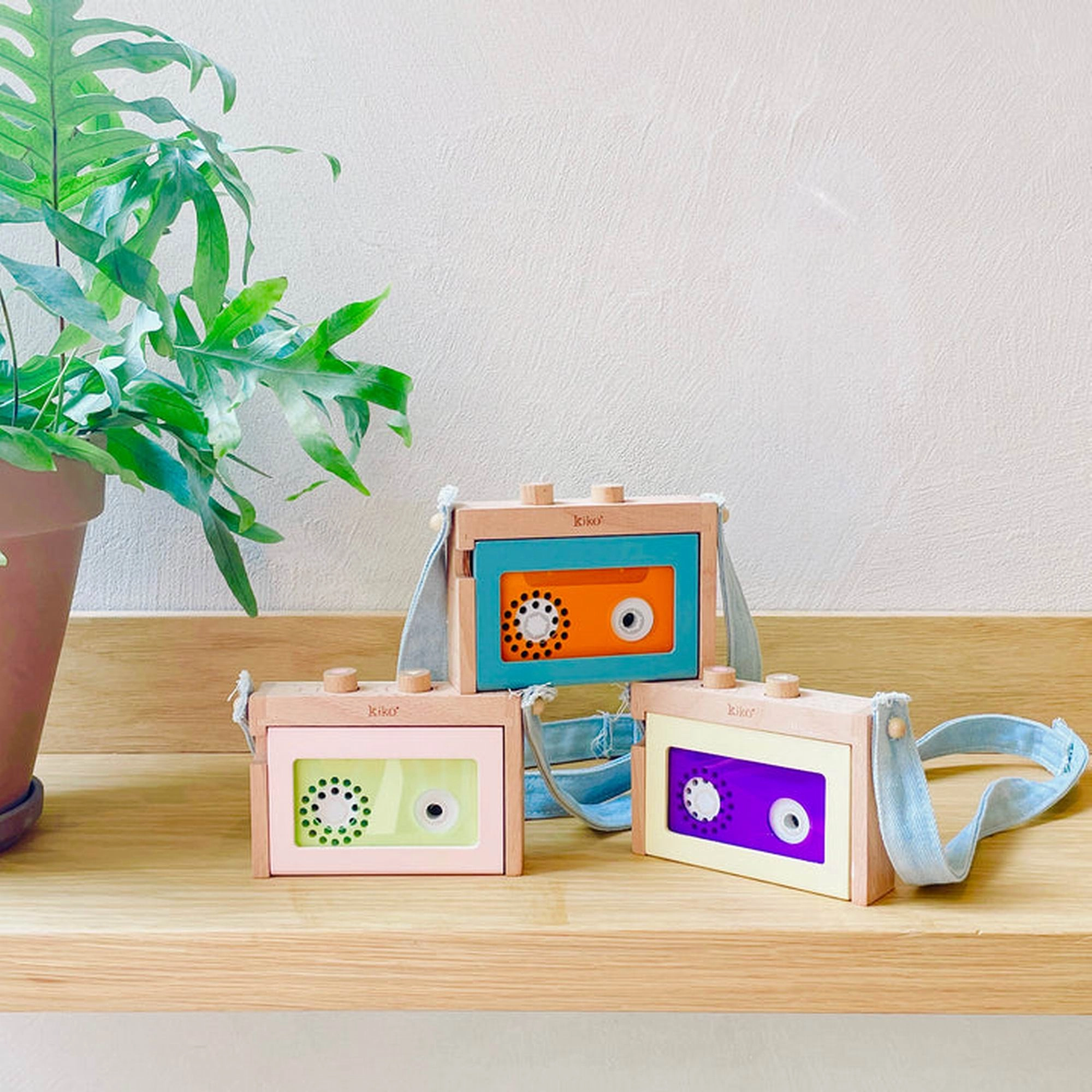 kiko  & gg* Kiko  Mini Tape Recorder Pink Wooden Toy