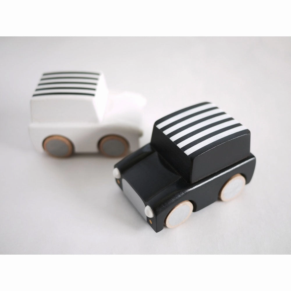 kiko  & gg* Kuruma Classic Wooden Wind Up Car Stripes/ Whites