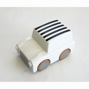 kiko  & gg* Kuruma Classic Wooden Wind Up Car Stripes/ Whites