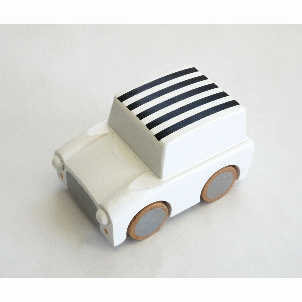 kiko  & gg* Kuruma Classic Wooden Wind Up Car Stripes/ Whites