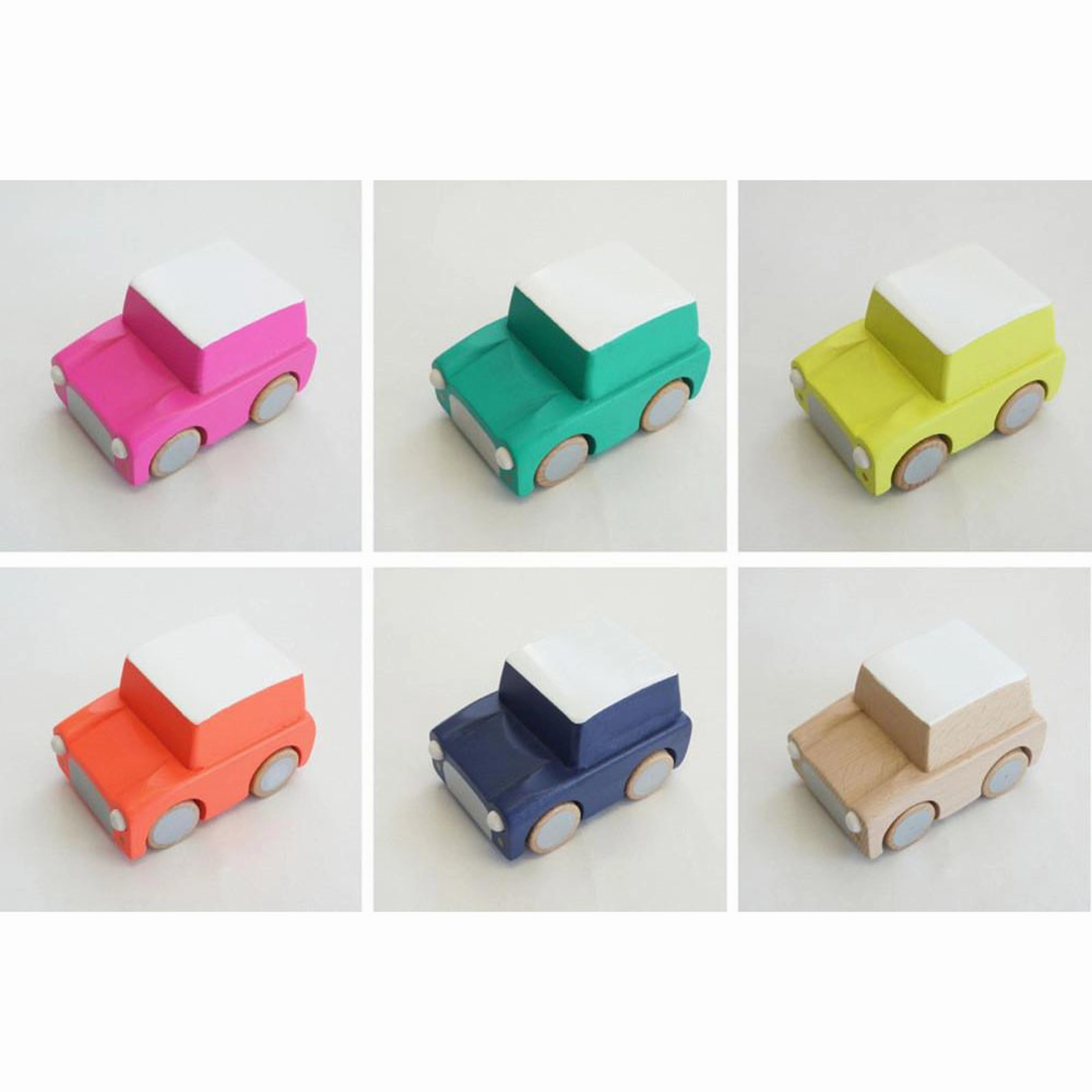 kiko  & gg* Kuruma Classic Wooden Wind Up Car Yellow