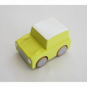 kiko  & gg* Kuruma Classic Wooden Wind Up Car Yellow