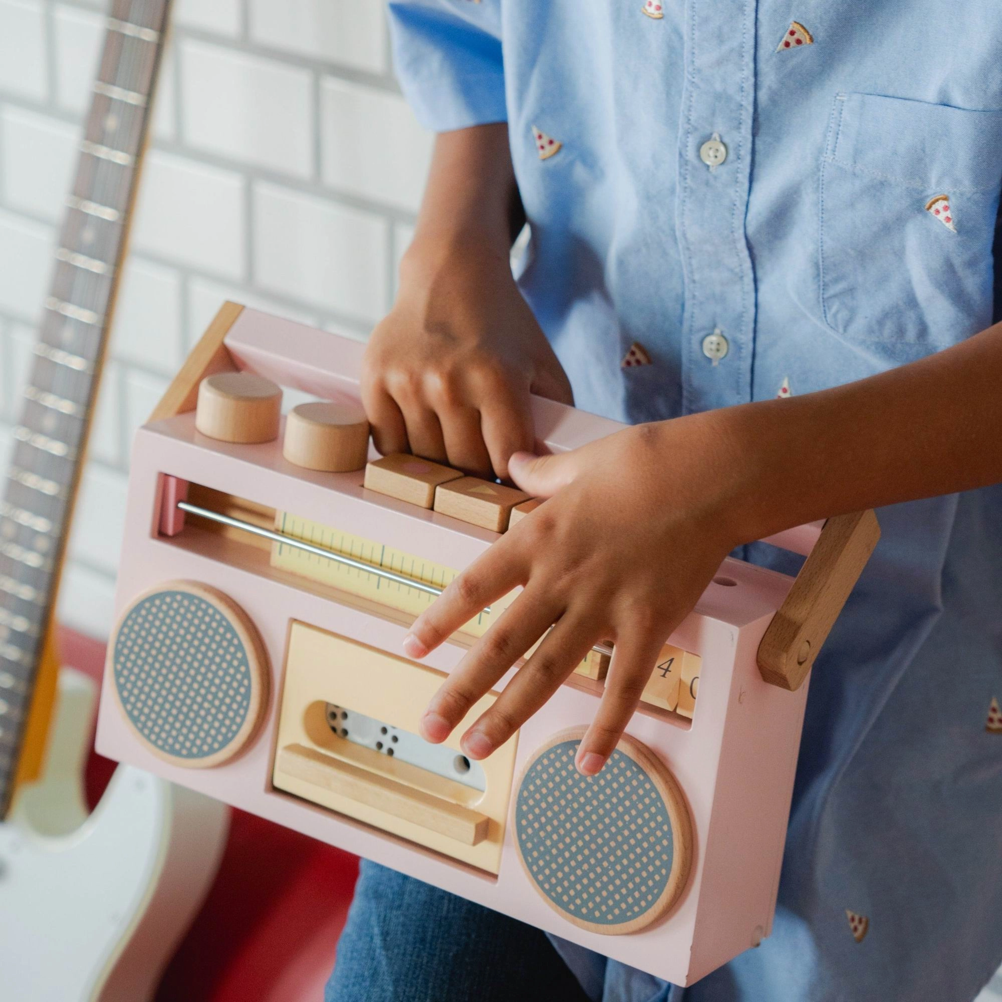 kiko  & gg* Tape Recorder  Wooden Toy Recorder- (Pink)