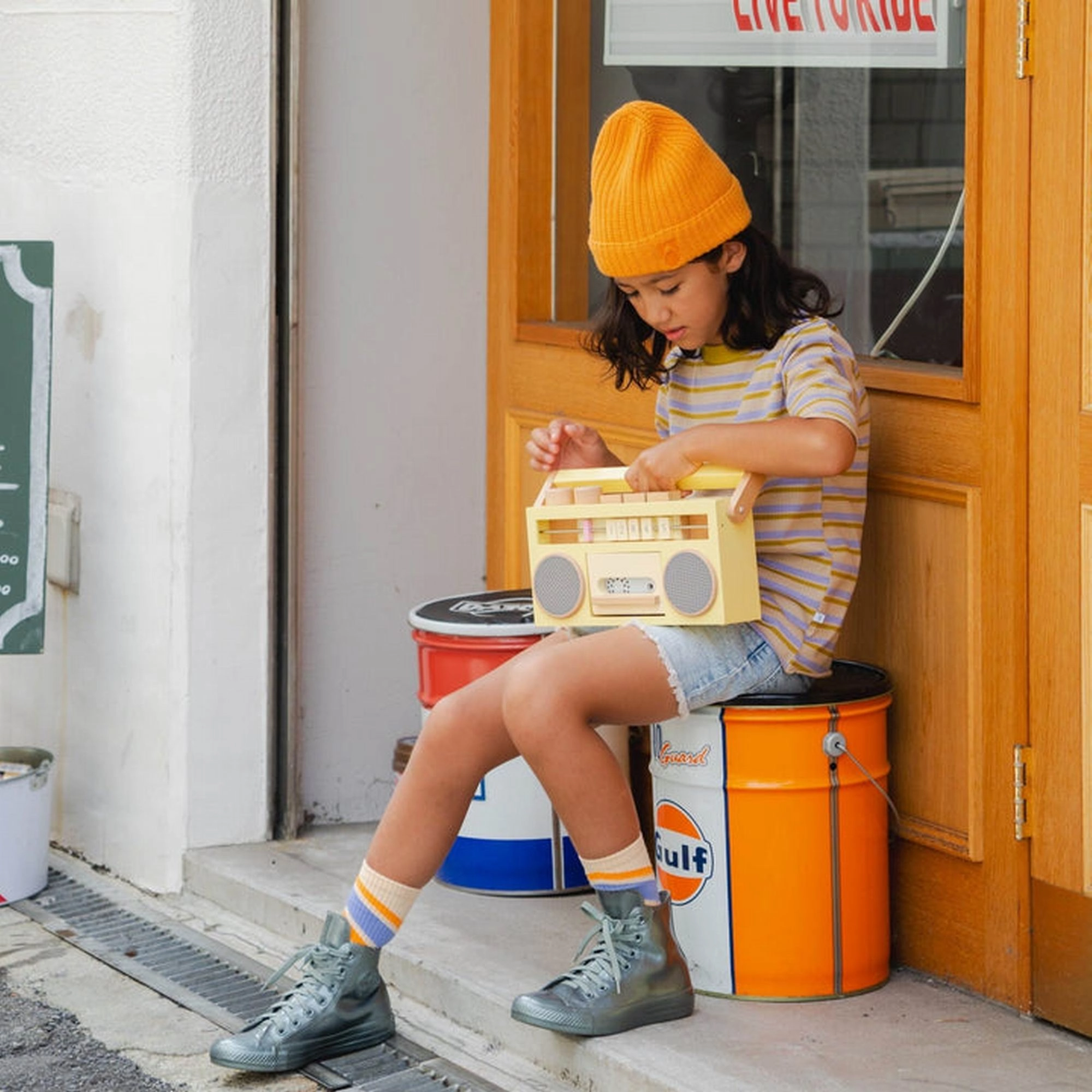 kiko  & gg* Tape Recorder  Wooden Toy Recorder- (Yellow)