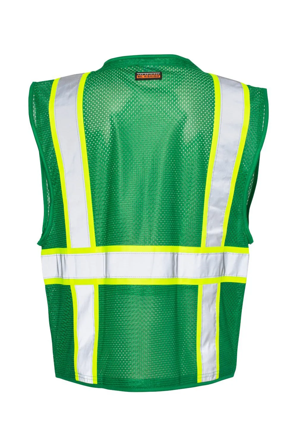 Kishigo Mens EV Series Enhanced Visibility Multi Pocket Mesh Vest - Green/Lime Green