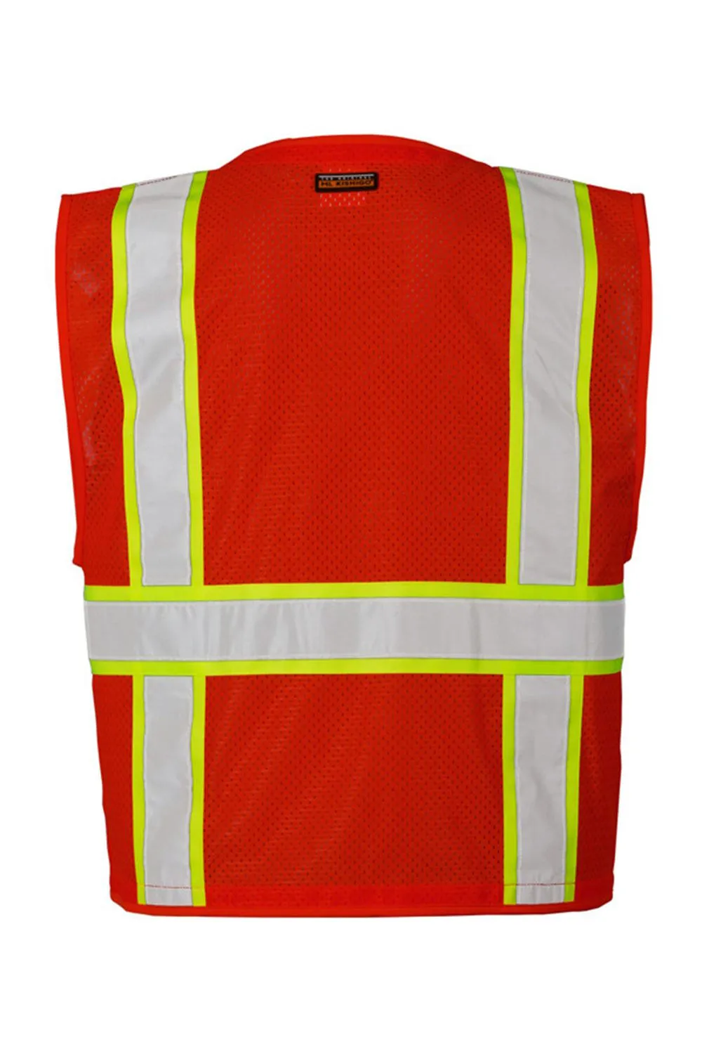 Kishigo Mens EV Series Enhanced Visibility Multi Pocket Mesh Vest - Red/Lime Green