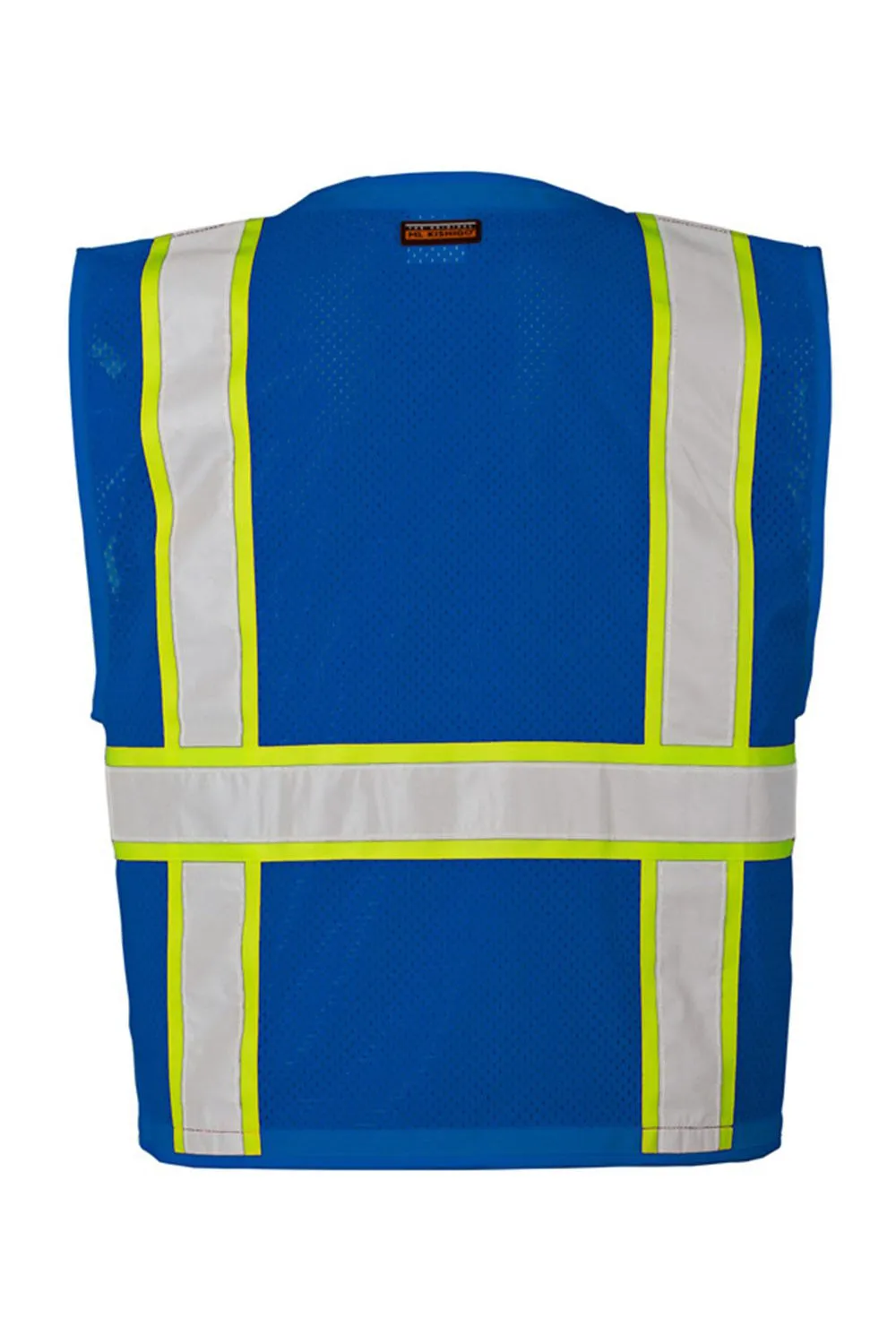 Kishigo Mens EV Series Enhanced Visibility Multi Pocket Mesh Vest - Royal Blue/Lime Green Clothing Kishigo
