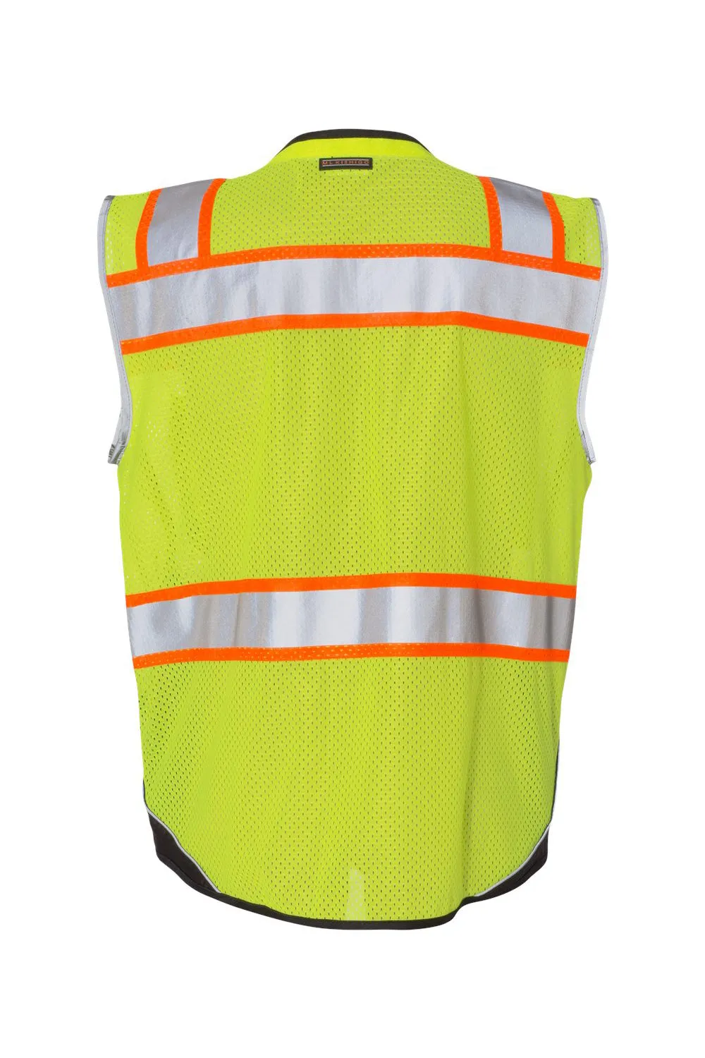Kishigo Mens Premium Black Series Black Bottom Class 2 Vest - Lime Green Clothing Kishigo
