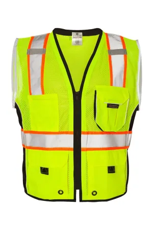 Kishigo Mens Premium Black Series Heavy Duty Vest - Lime Green Clothing Kishigo