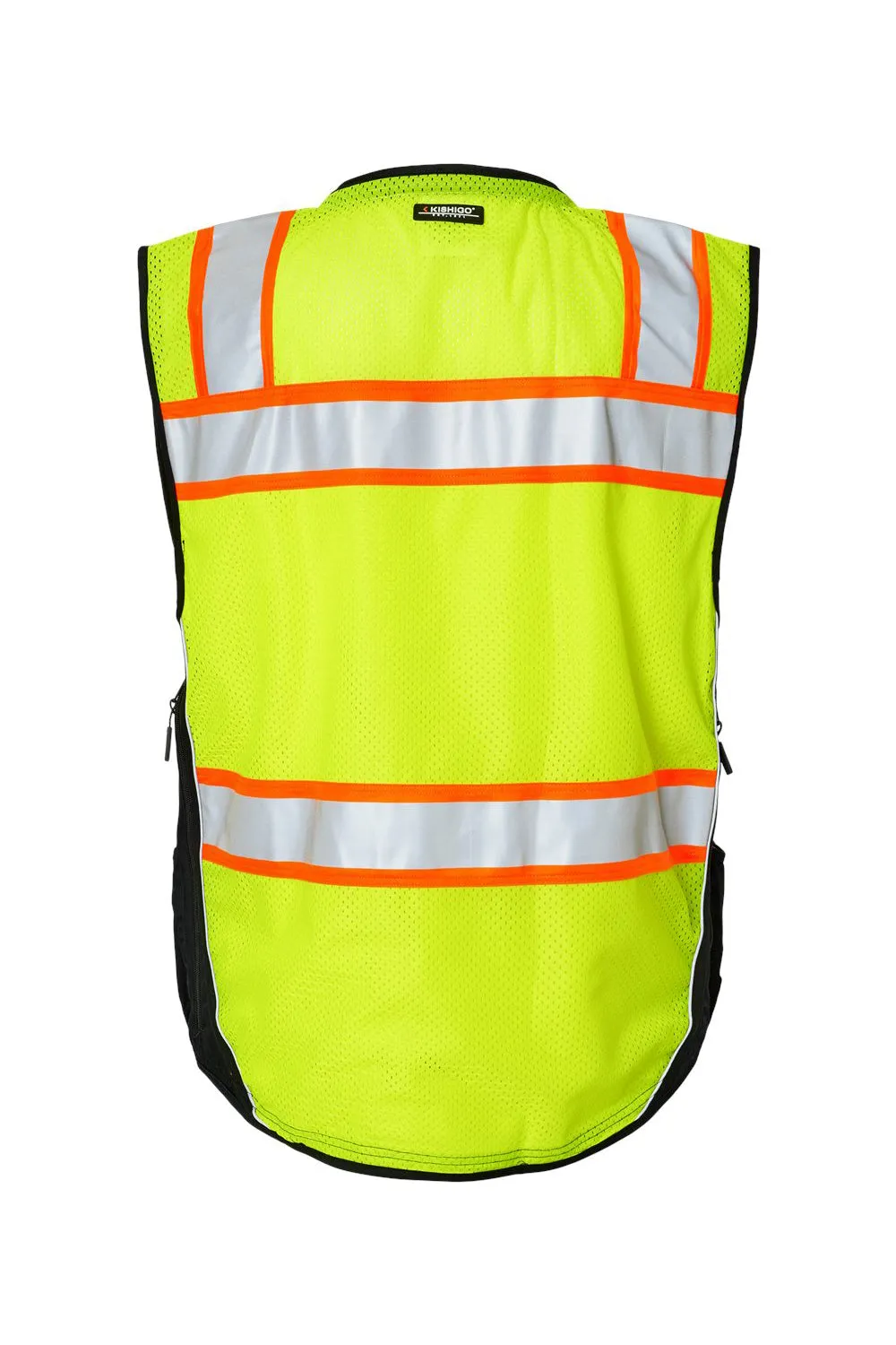 Kishigo Mens Premium Black Series Surveyors Vest - Lime Green Clothing Kishigo