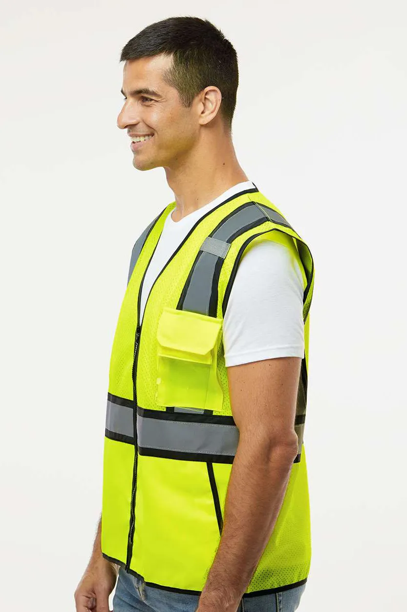 Kishigo Mens Standard Contrast Vest - Lime Green/Black Clothing Kishigo
