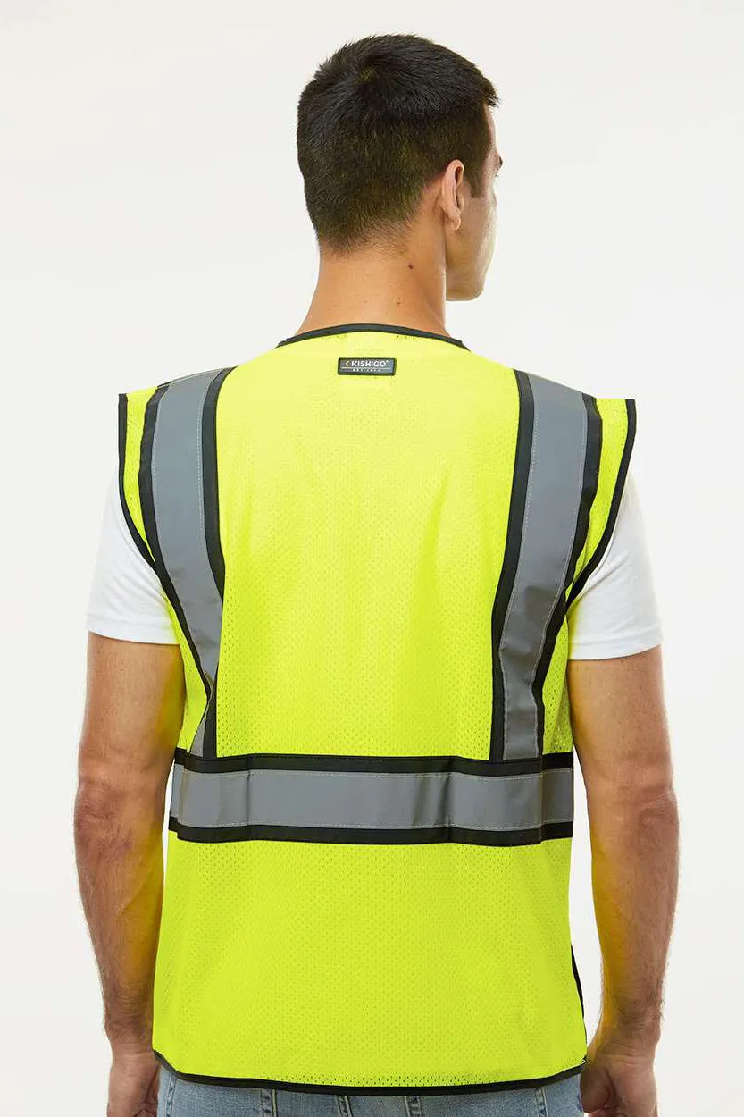 Kishigo Mens Standard Contrast Vest - Lime Green/Black