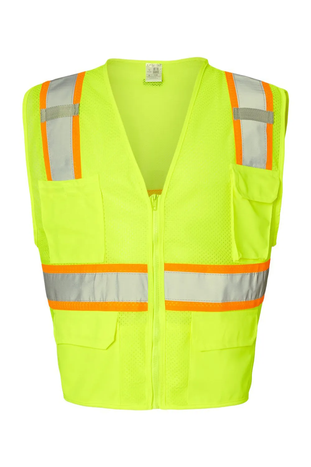 Kishigo Mens Ultra Cool Multi Pocket Vest - Lime Green Clothing Kishigo