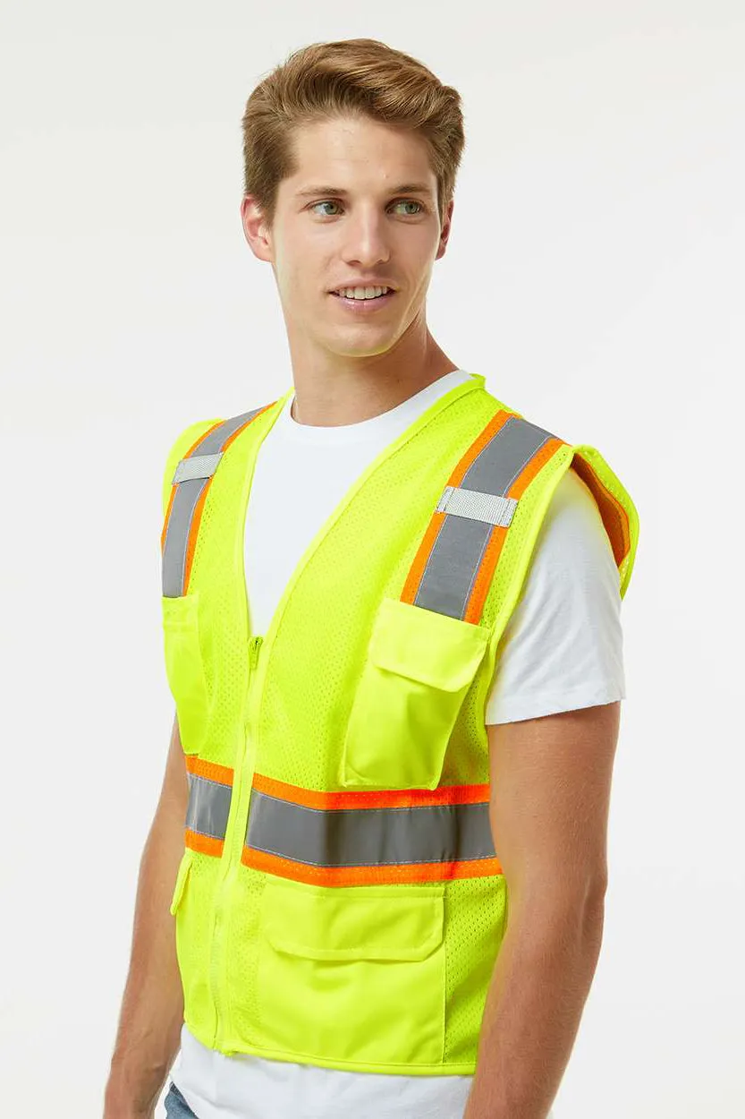 Kishigo Mens Ultra Cool Multi Pocket Vest - Lime Green Clothing Kishigo