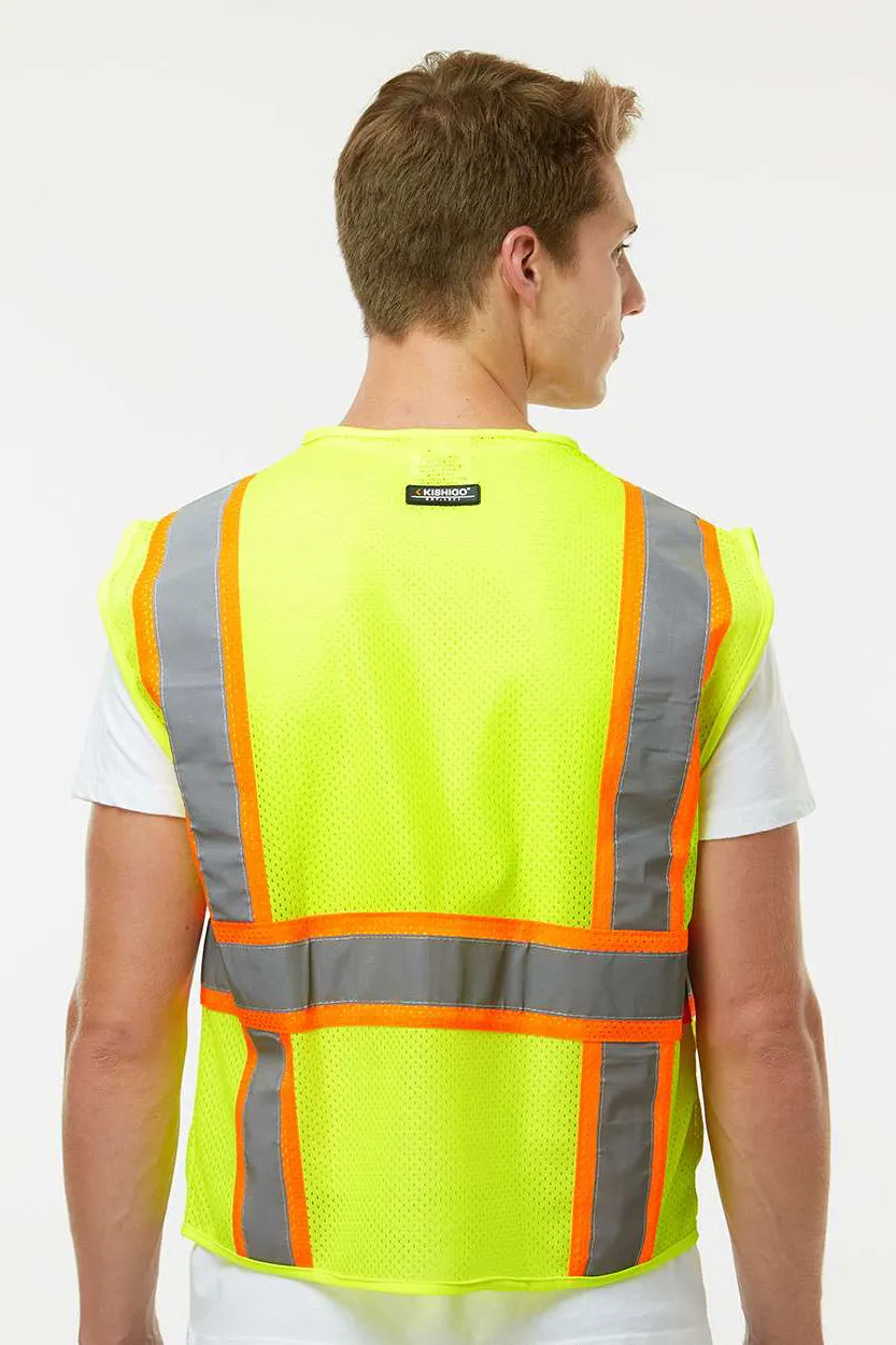 Kishigo Mens Ultra Cool Multi Pocket Vest - Lime Green Clothing Kishigo