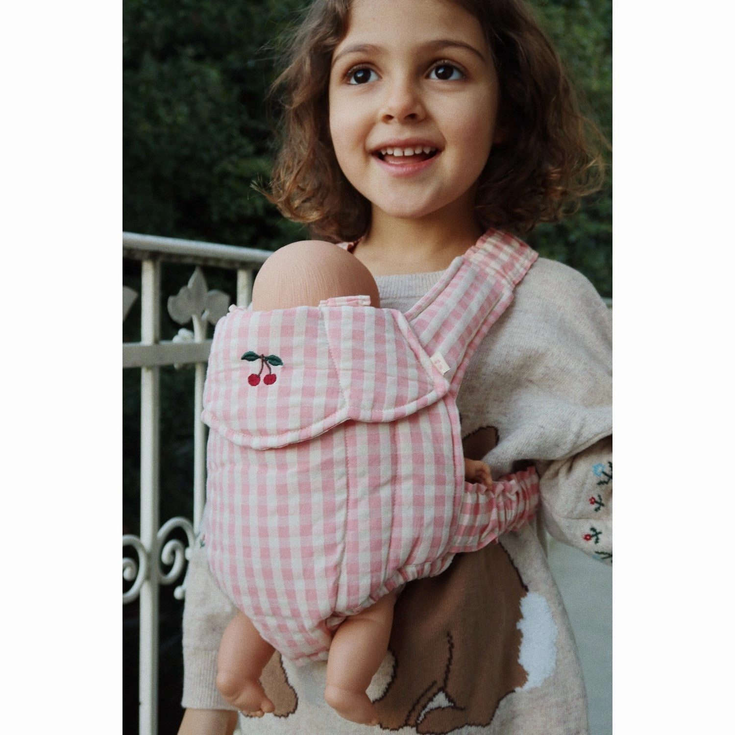 Konges Sl?jd Powder Pink Check Doll Carrier