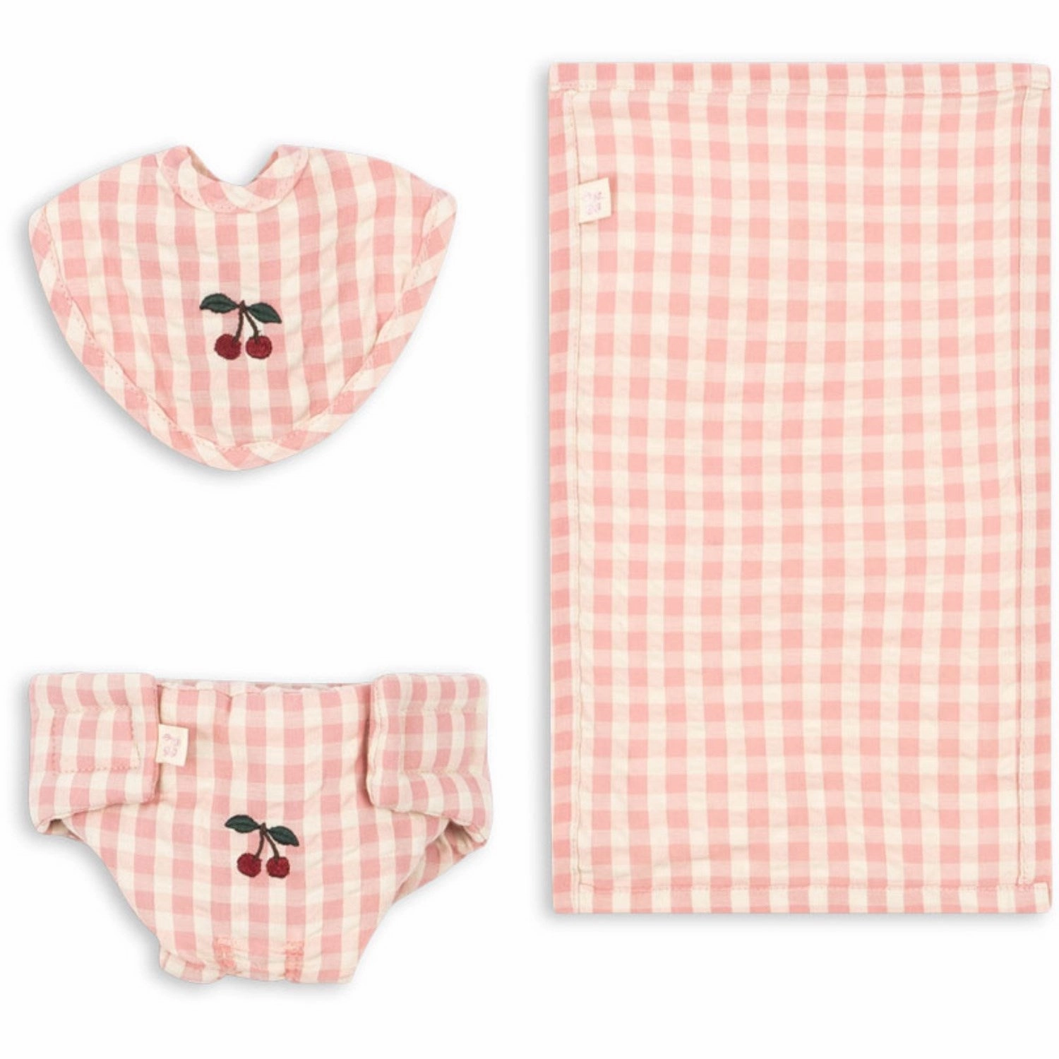 Konges Sl?jd Powder Pink Check Doll Nursery Set