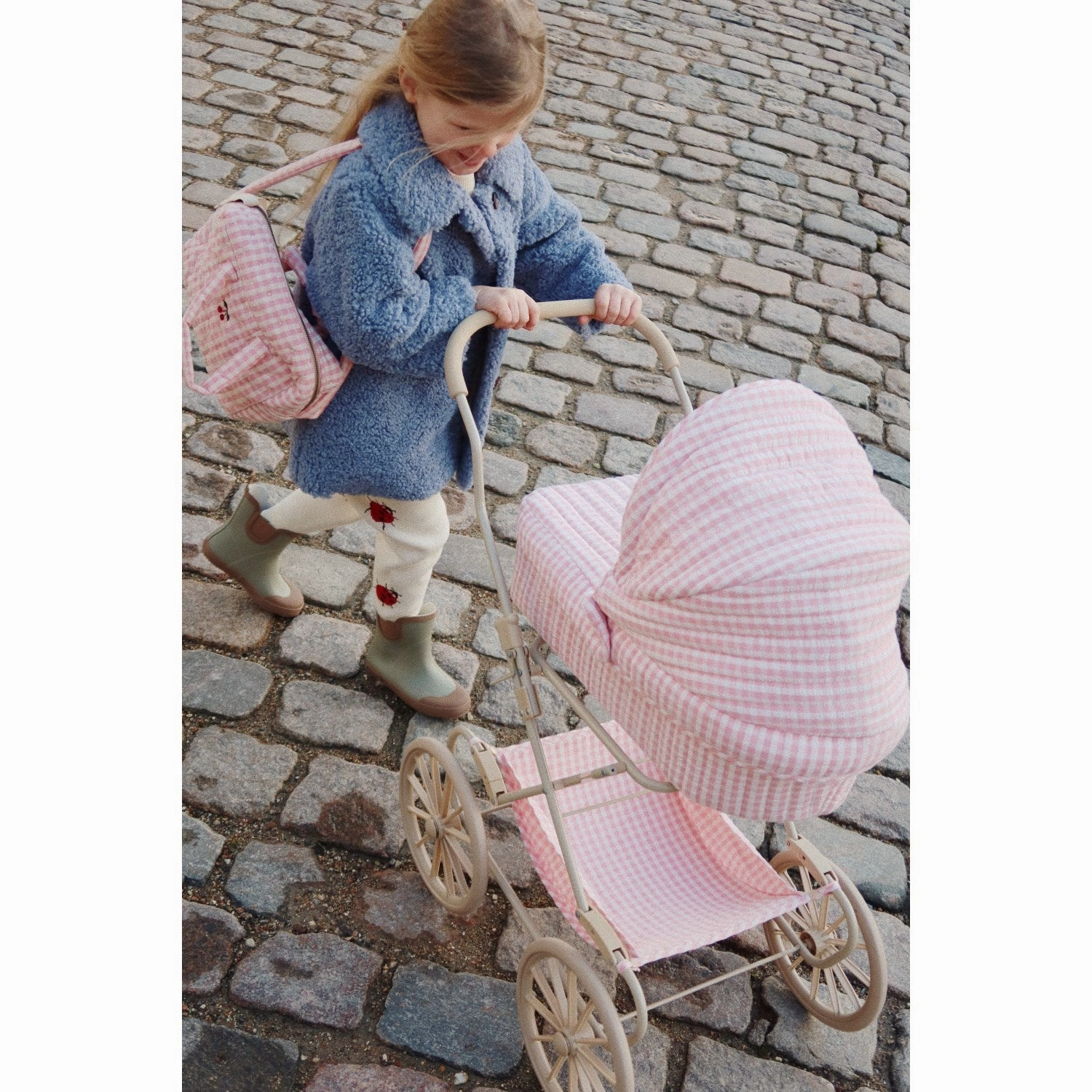 Konges Sl?jd Powder Pink Check Doll Pram