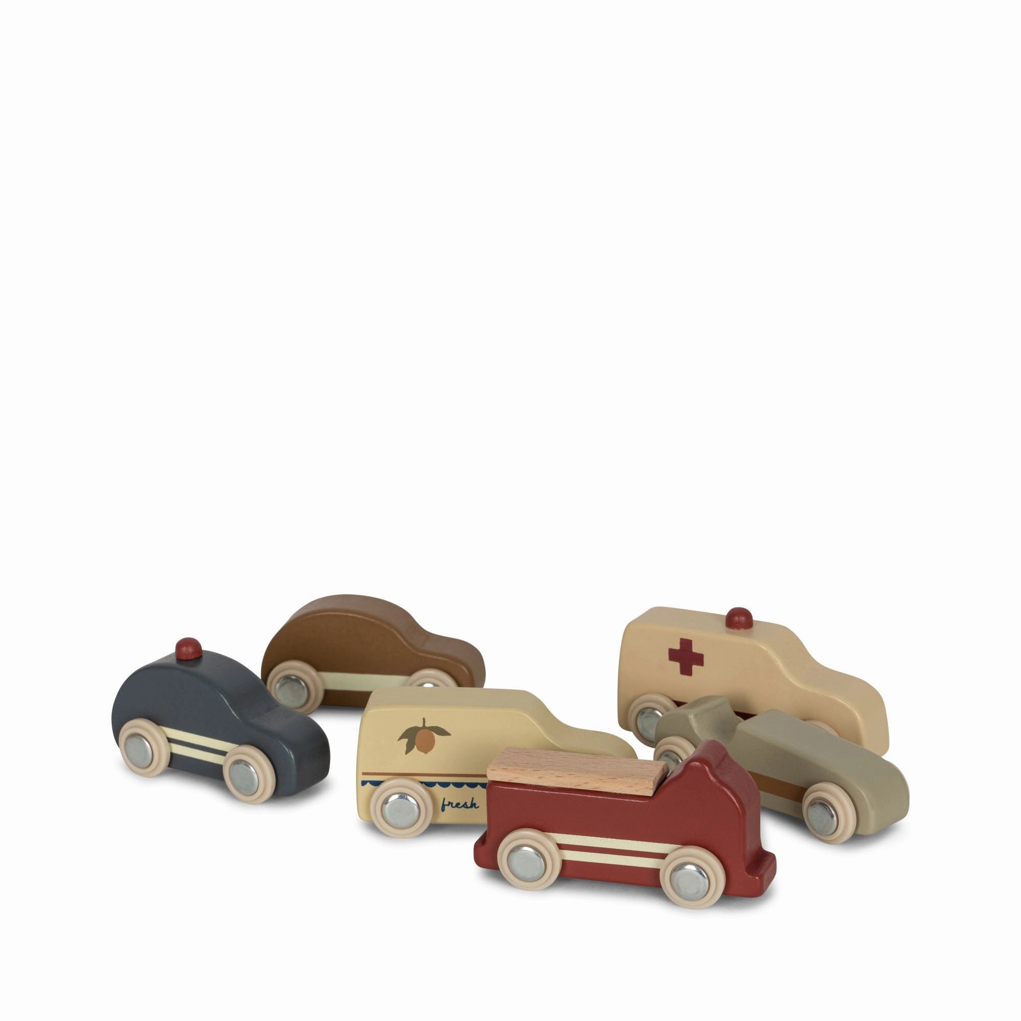 Konges Sljd Wooden Mini Cars 9 pcs FSC Beige