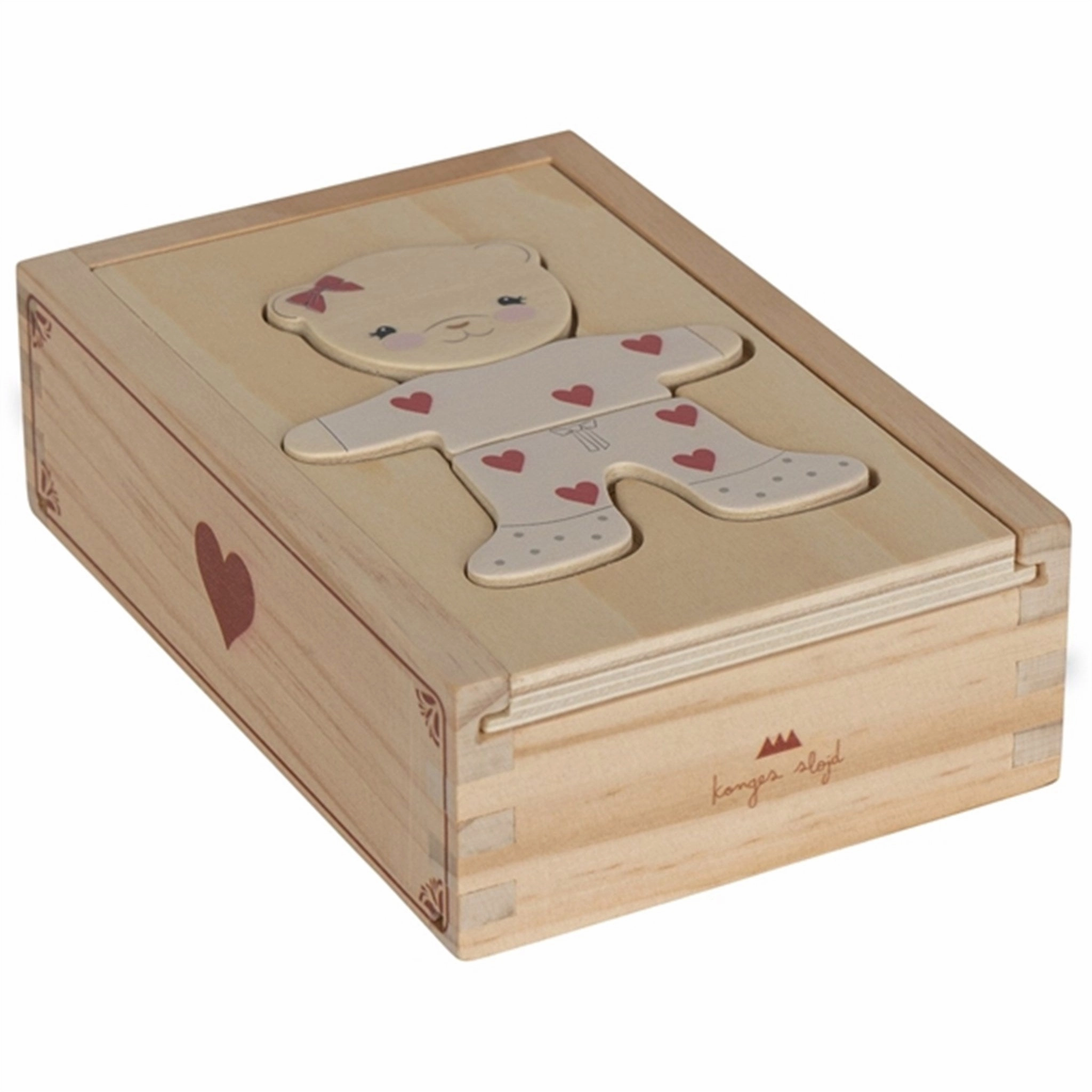 Konges Sljd Wooden Teddy Dress-Up Puzzle Red