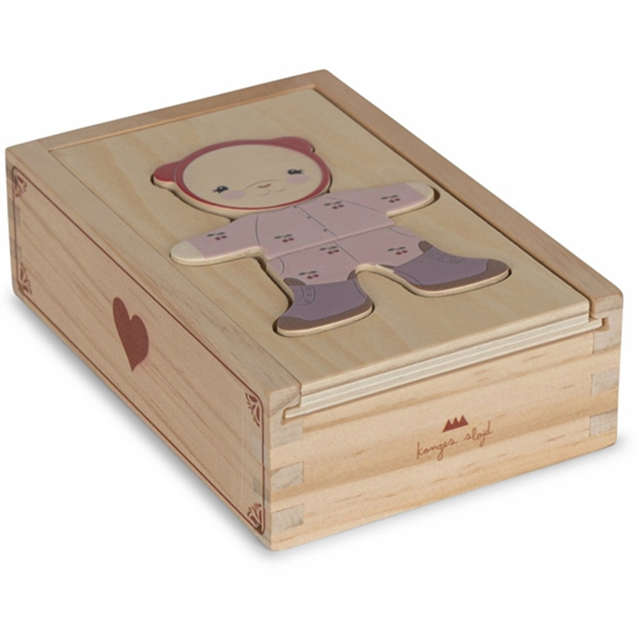 Konges Sljd Wooden Teddy Dress-Up Puzzle Red