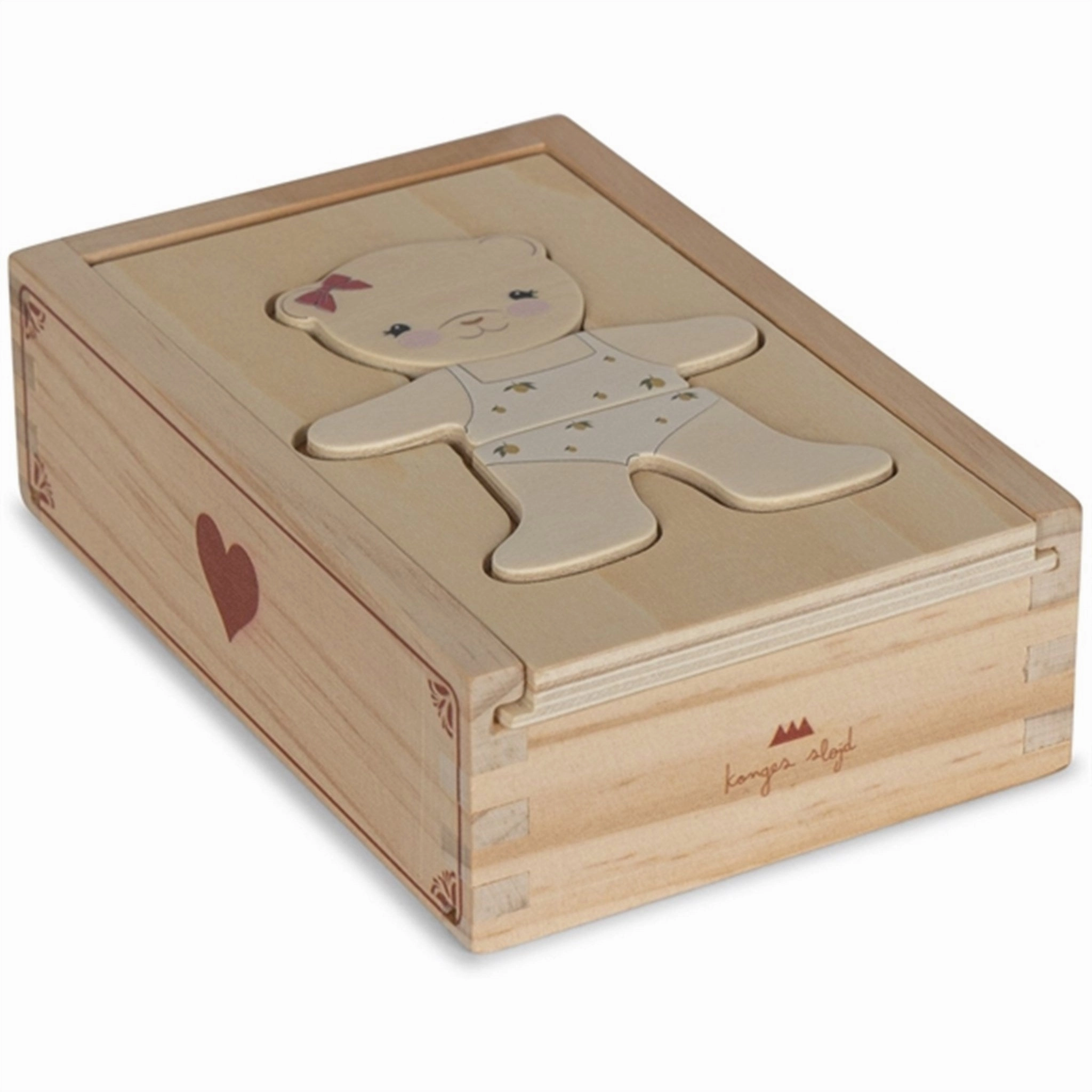 Konges Sljd Wooden Teddy Dress-Up Puzzle Red