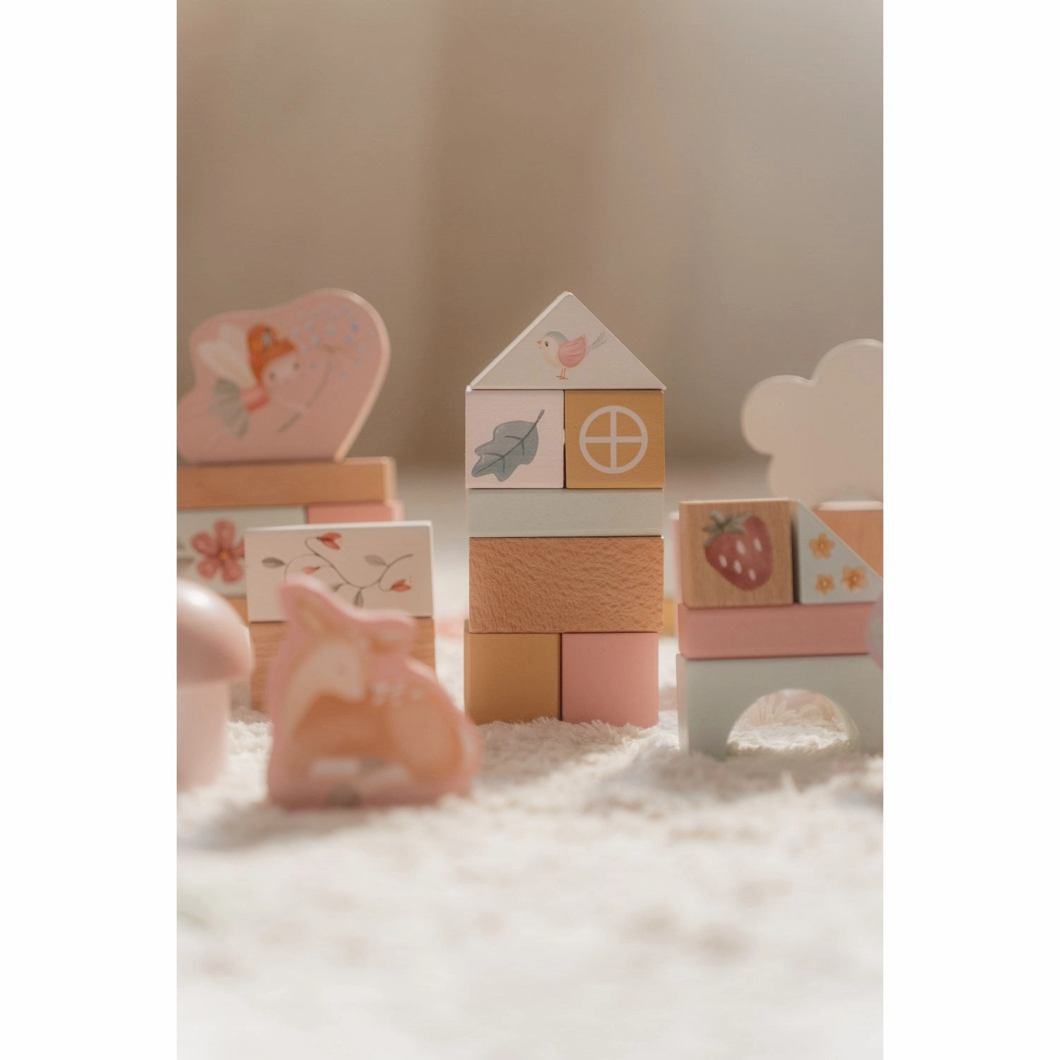 Little Dutch Fairy Garden Pink Building Blocks Wood