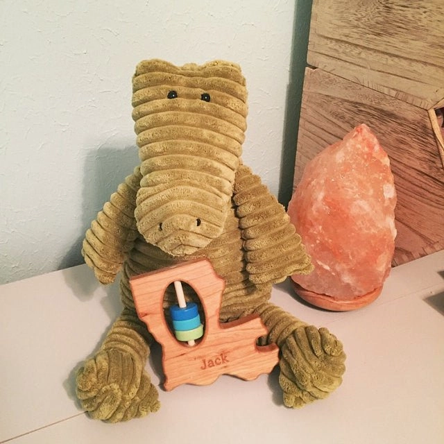 Louisiana State Wooden Baby Rattle