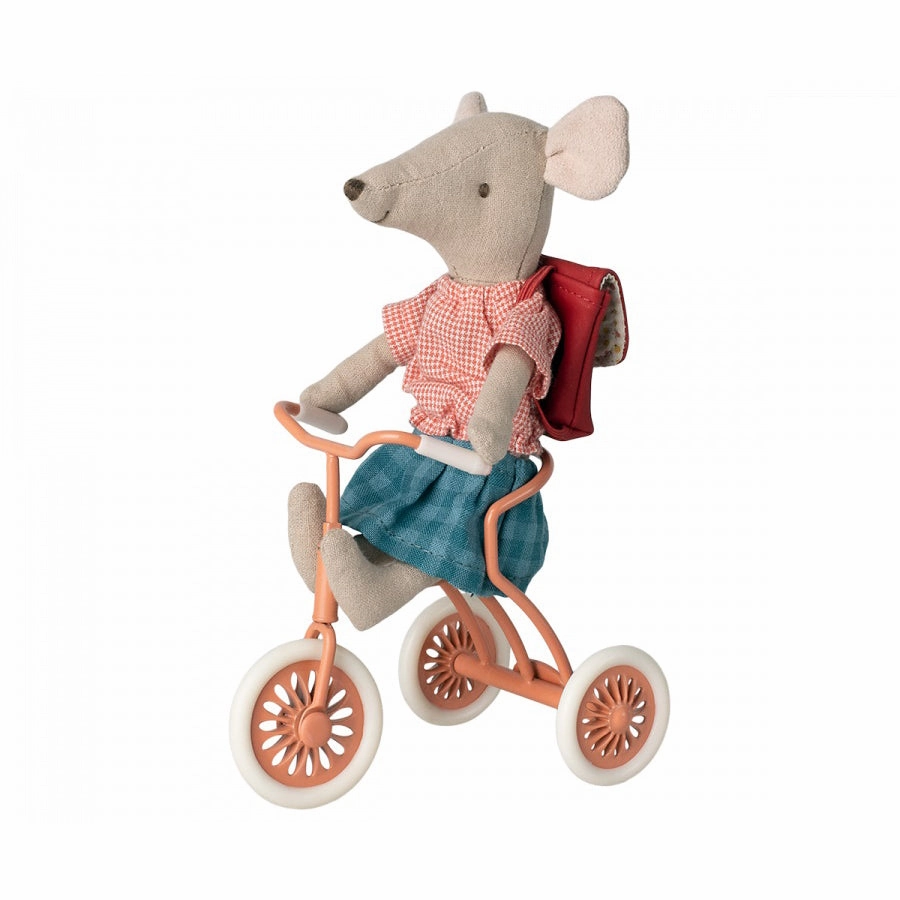 Maileg Abri  Tricycle, Mouse - Coral