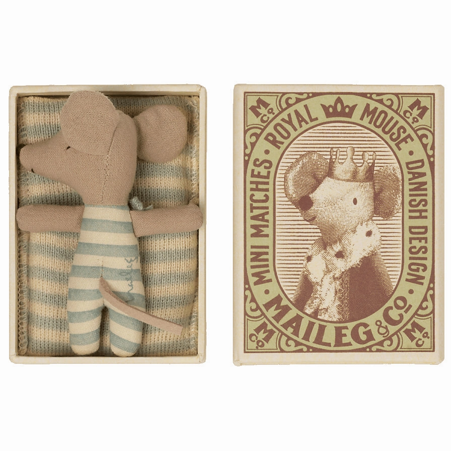 Maileg Baby Mouse, Sleepy/Wakey In Mathcbox Boy