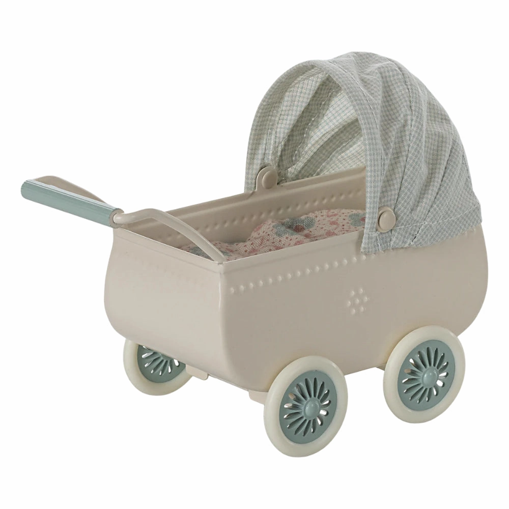 Maileg Pram with Baby Mouse - Mint