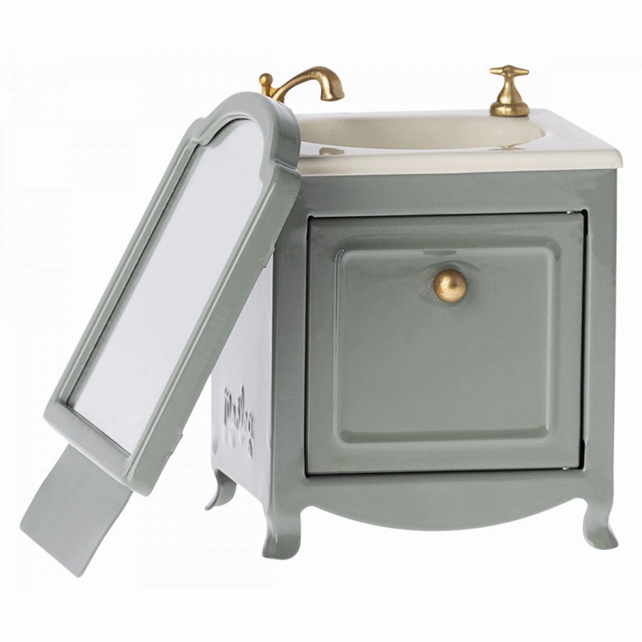 Maileg Sink Dresser W. Mirror, Mouse - Dark Mint