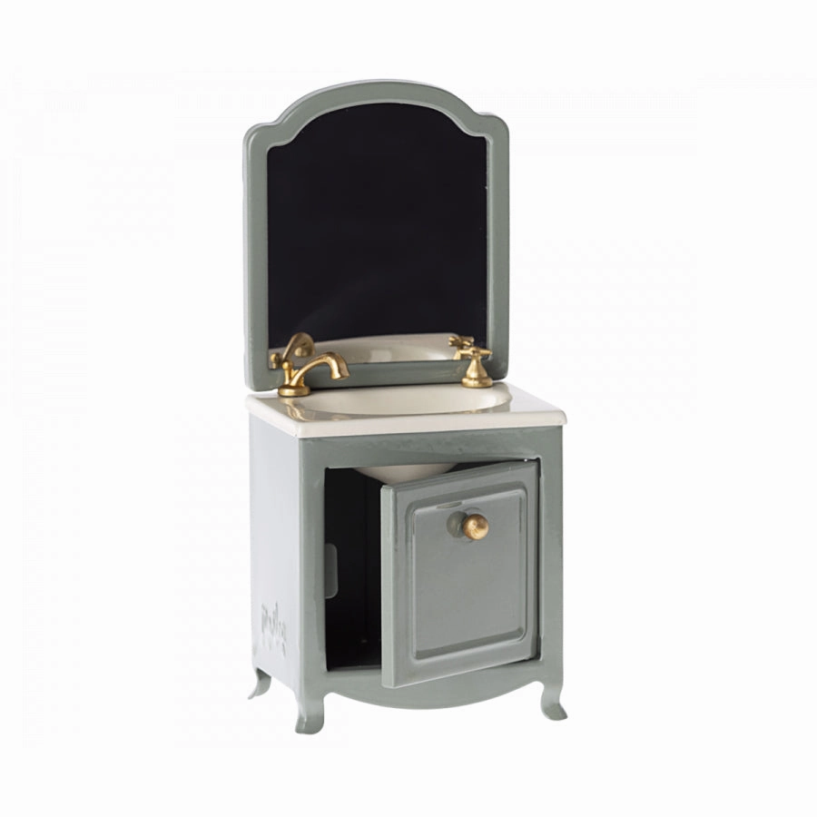 Maileg Sink Dresser W. Mirror, Mouse - Dark Mint