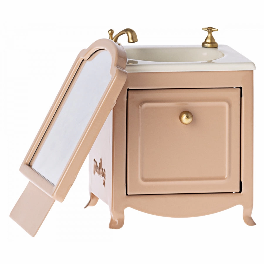 Maileg Sink Dresser W. Mirror, Mouse - Dark Powder