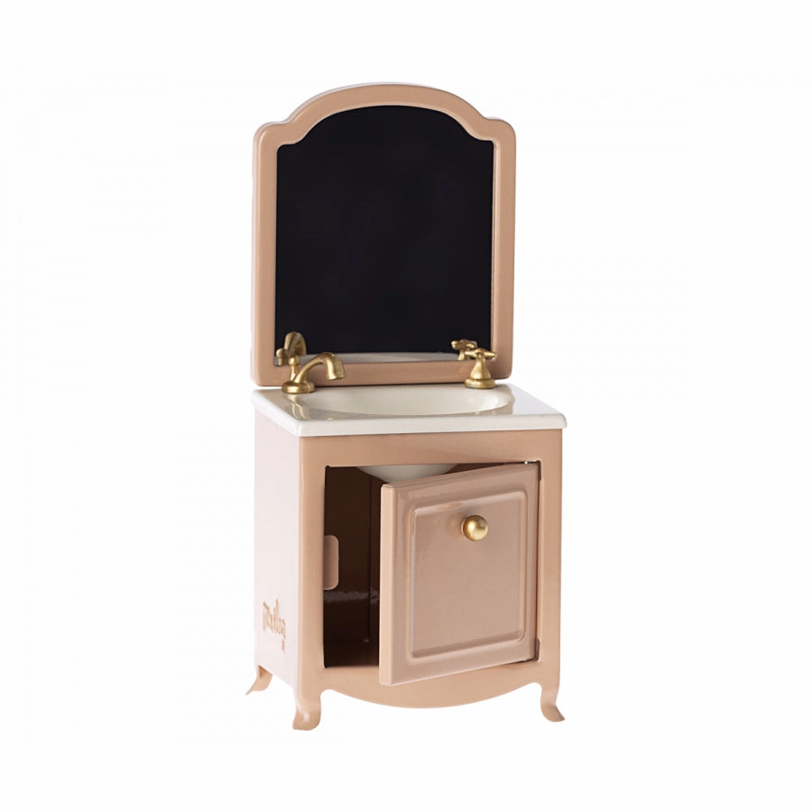 Maileg Sink Dresser W. Mirror, Mouse - Dark Powder