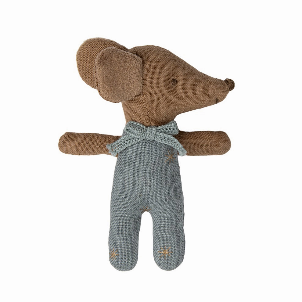 Maileg Sleepy Wakey Baby Mouse in Matchbox - Blue