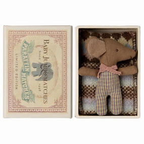 Maileg Sleepy Wakey Baby Mouse in Matchbox - Rose