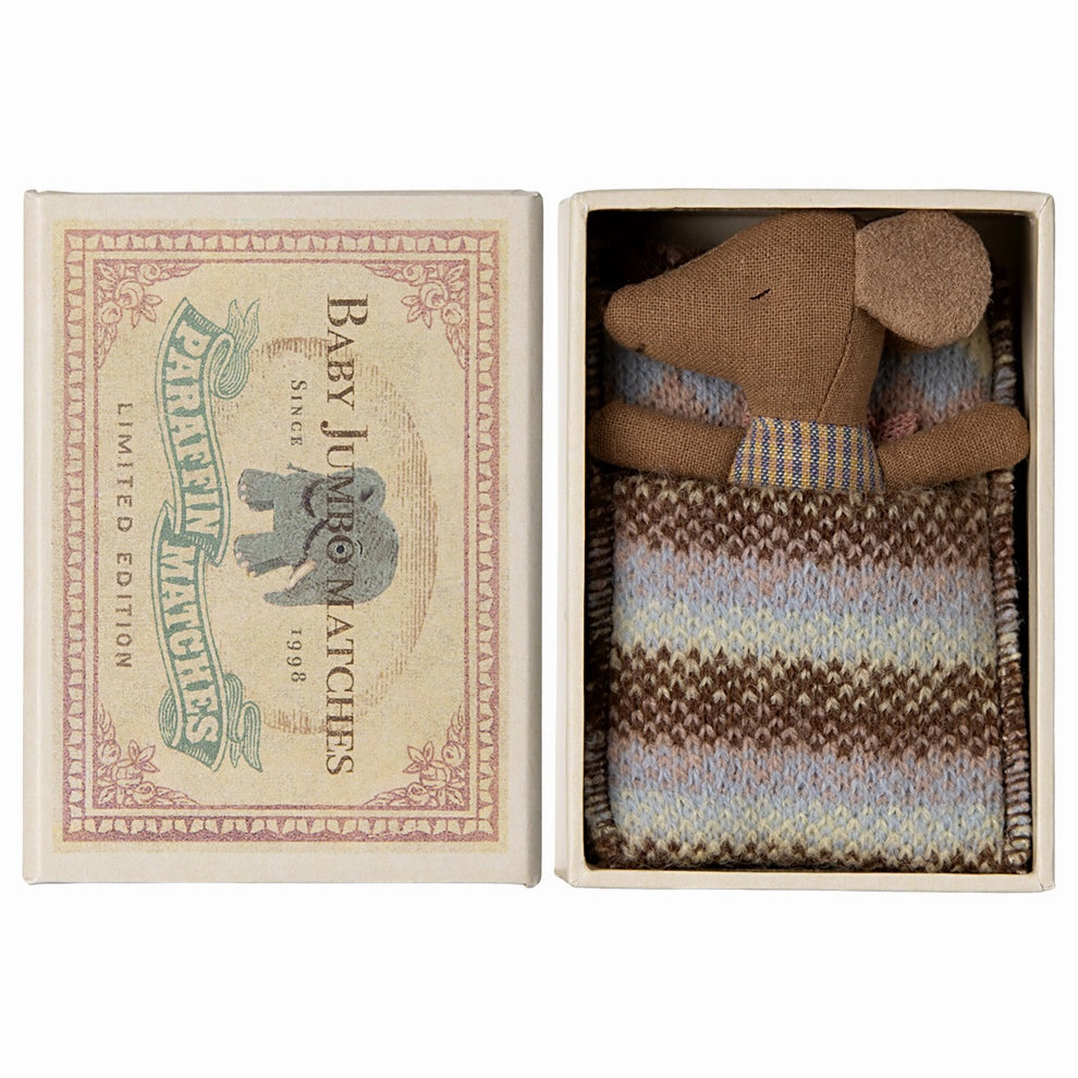 Maileg Sleepy Wakey Baby Mouse in Matchbox - Rose