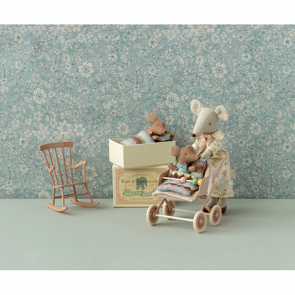 Maileg Sleepy Wakey Baby Mouse in Matchbox - Rose