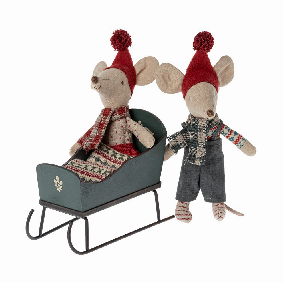 Maileg Sleigh, Mouse - Green