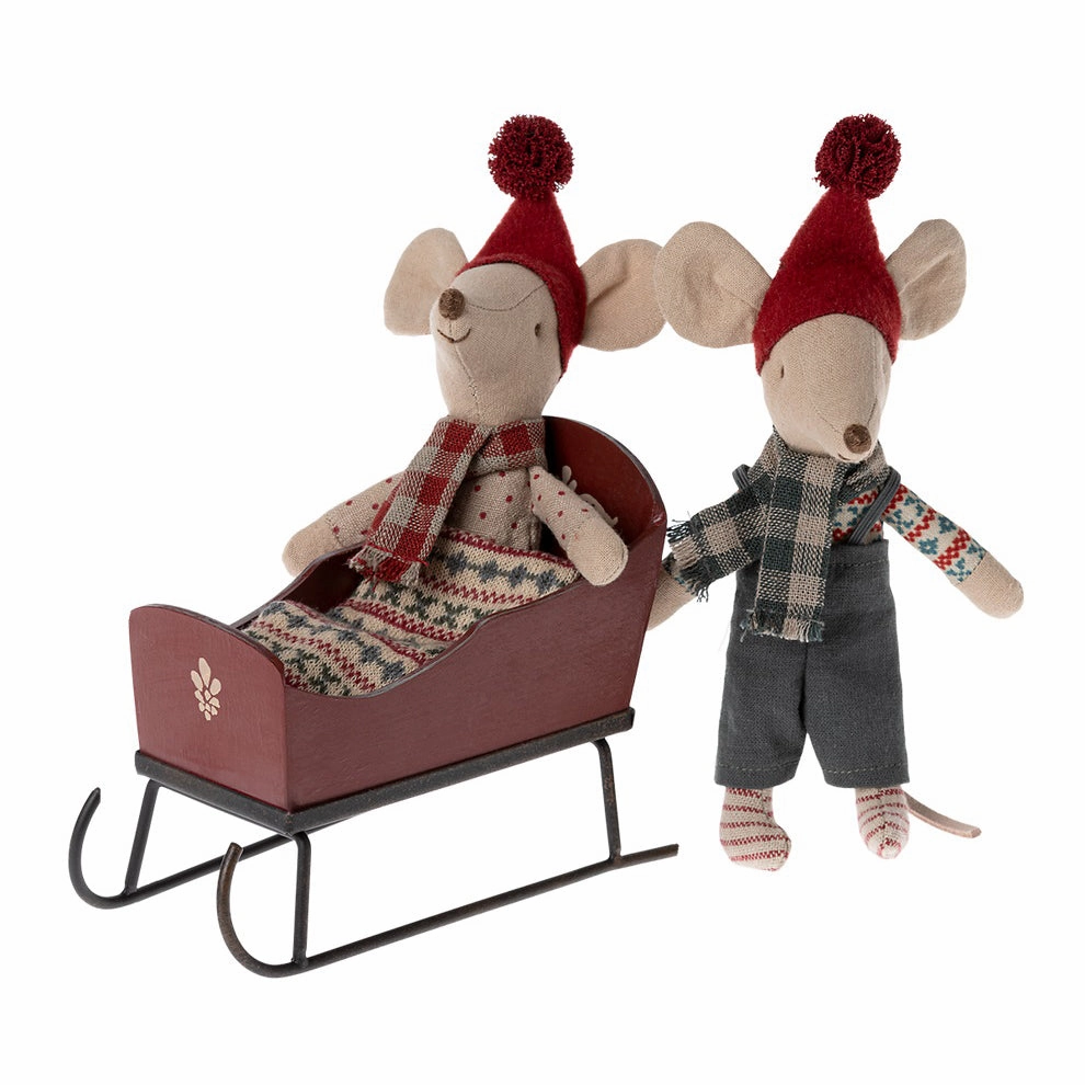 Maileg Sleigh, Mouse - Red