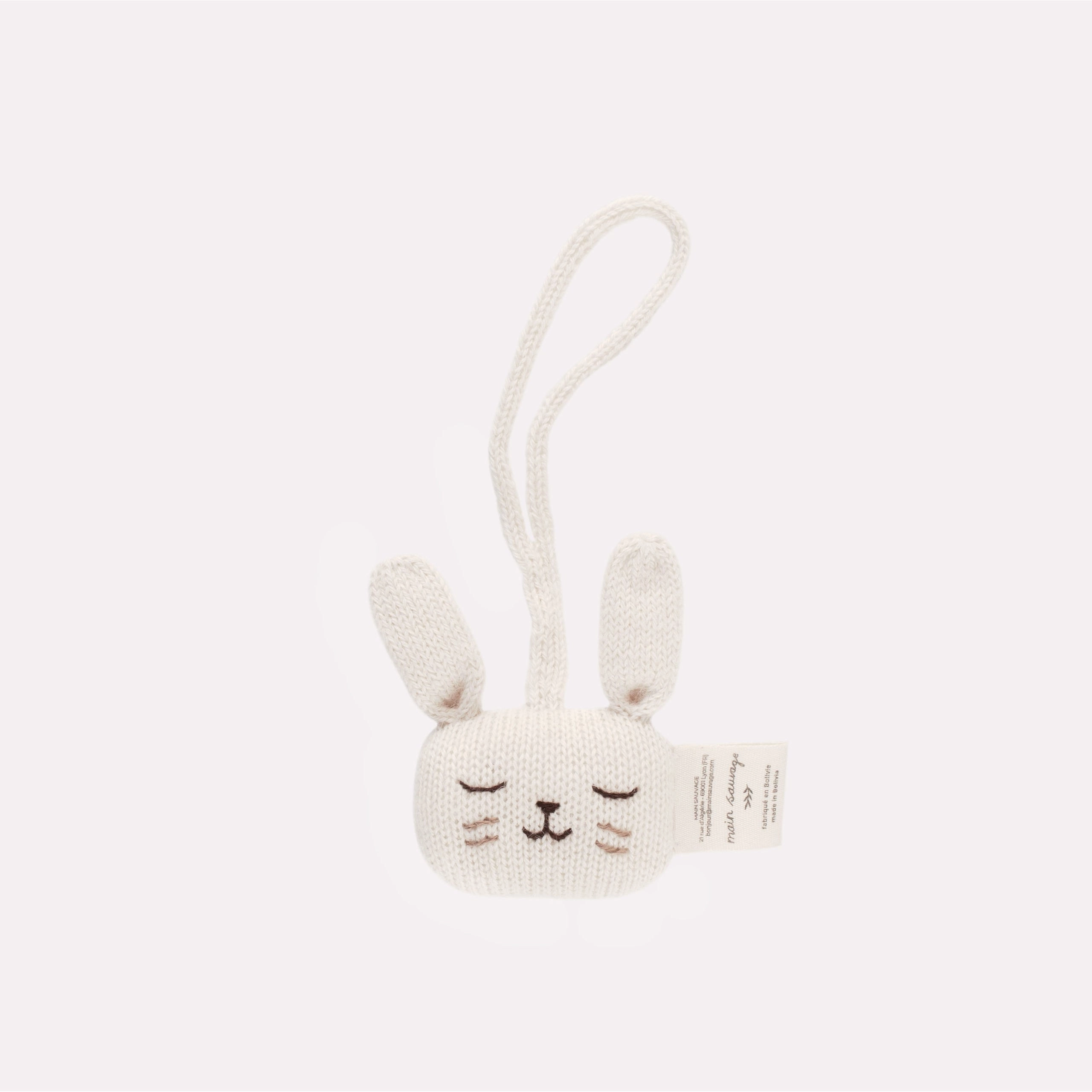Main Sauvage Baby Gym Toy - Hanging Rattle - Bunny - Ecru