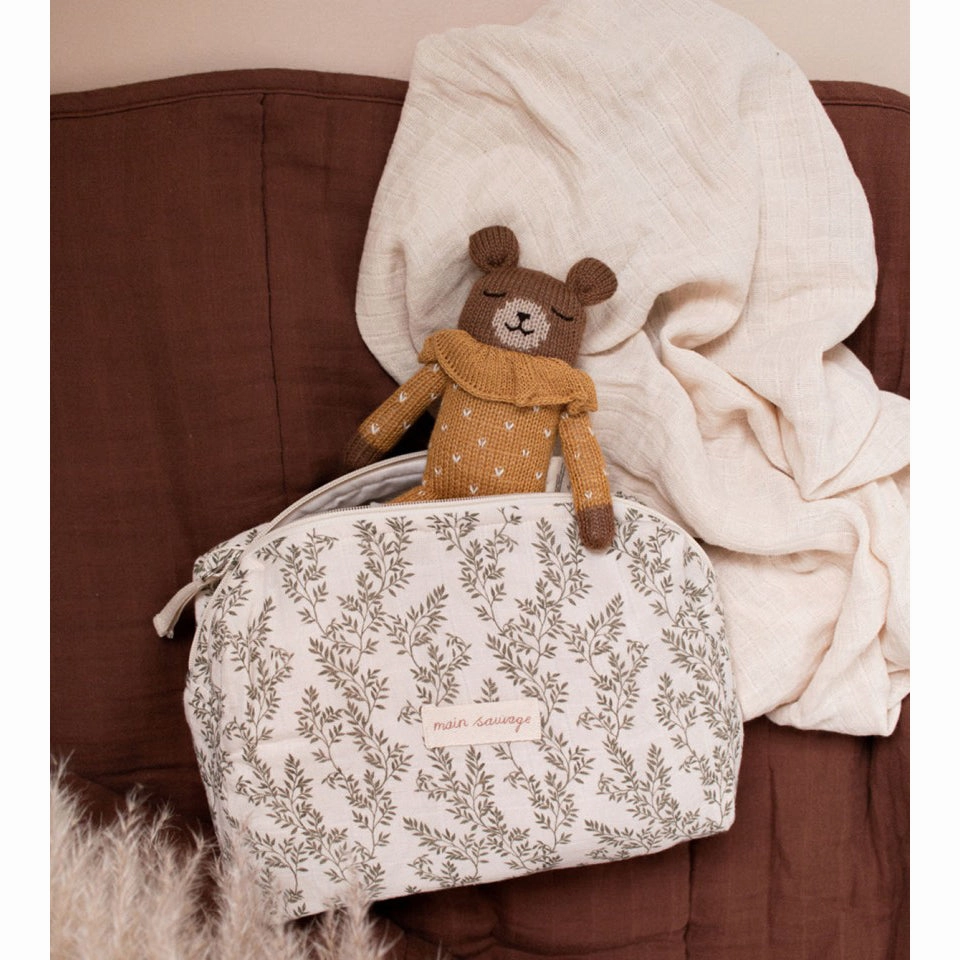 Main Sauvage Teddy, Ochre Dots Pyjamas 22cm