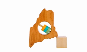 Maine State Wooden Baby Rattle