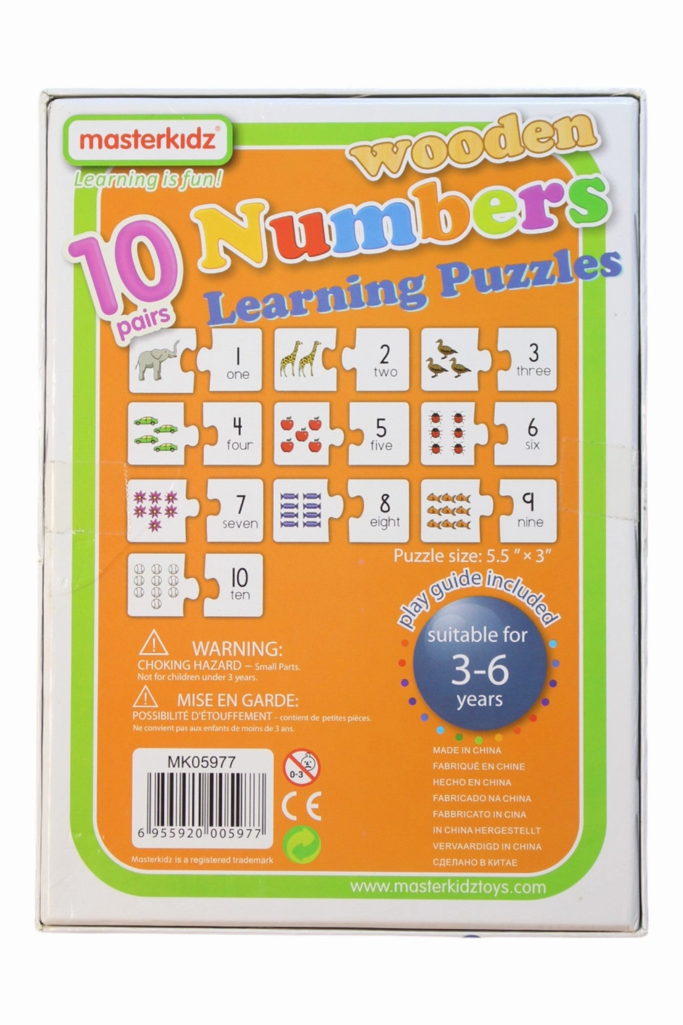 Masterkidz Wooden Numbers Learning Puzzles 3T