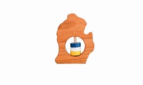 Michigan (lower Peninsula) Wooden Baby Rattle