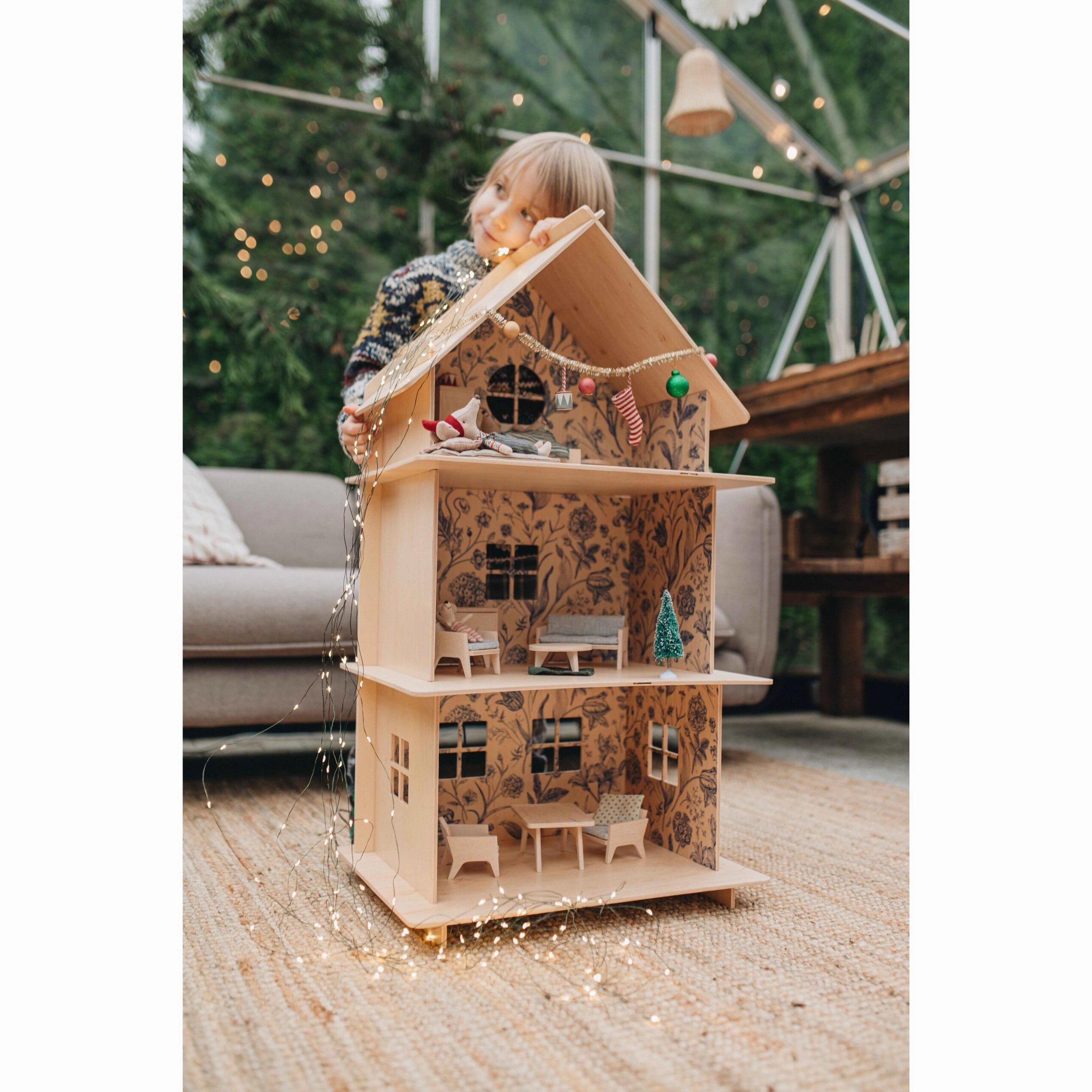 Milin Wooden Dollhouse  Vintage Flower