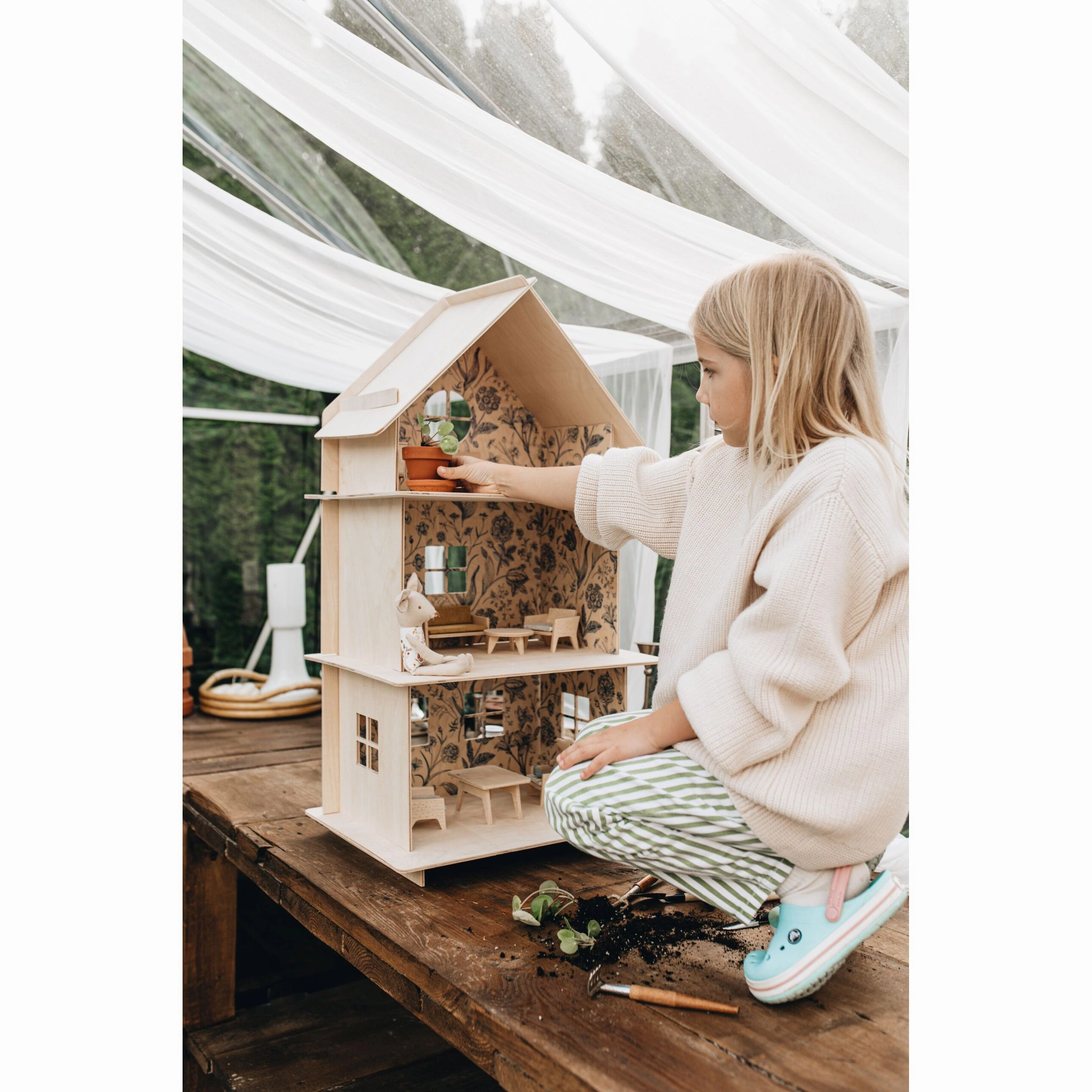Milin Wooden Dollhouse  Vintage Flower