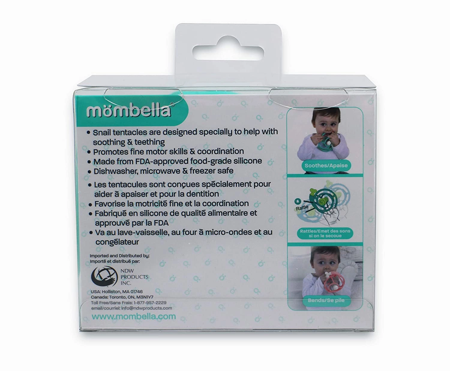 MOMBELLA SNAIL BABY TEETHING RATTLE-TEAL