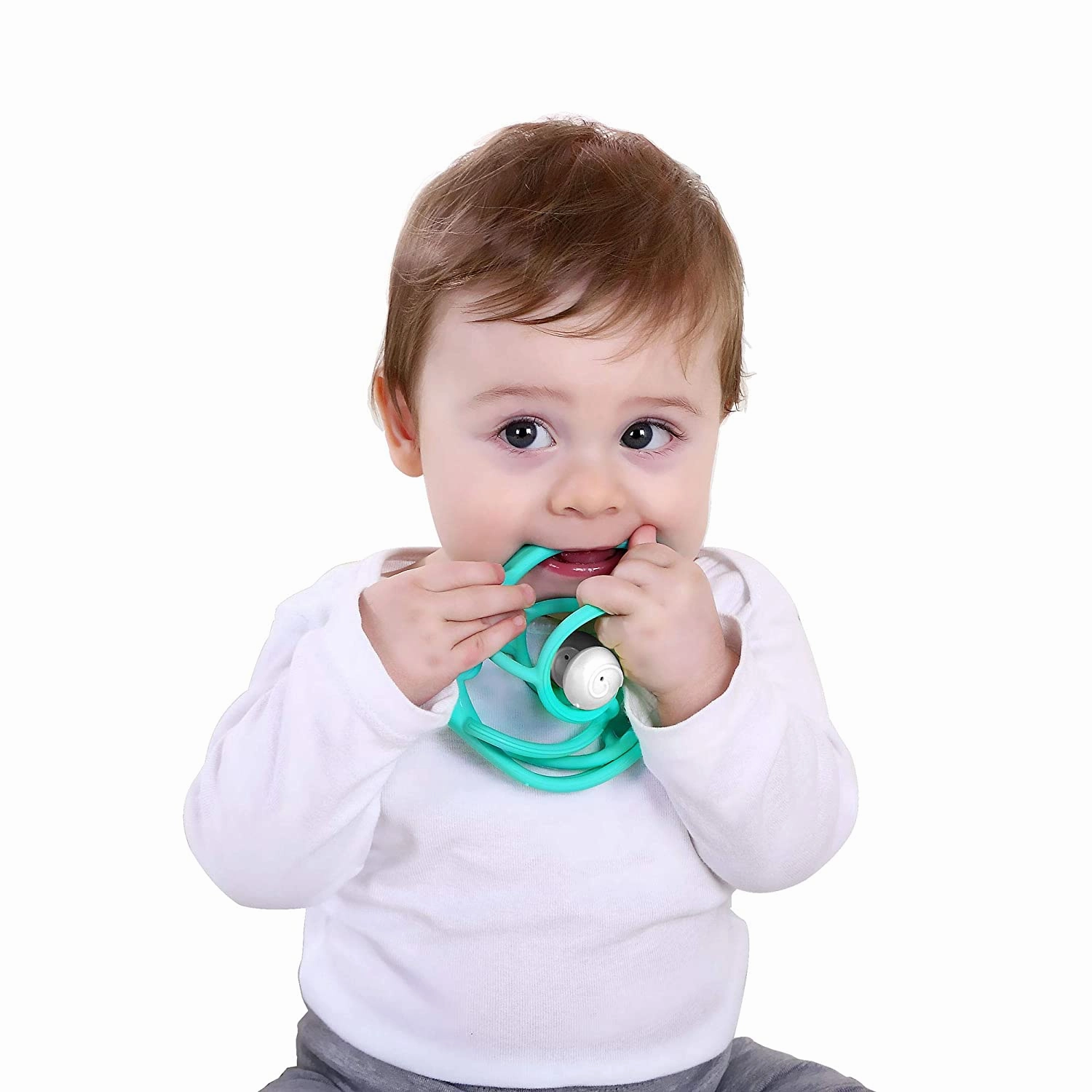 MOMBELLA SNAIL BABY TEETHING RATTLE-TEAL